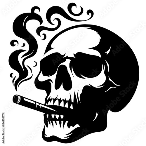 Silhouette of a skull smoking