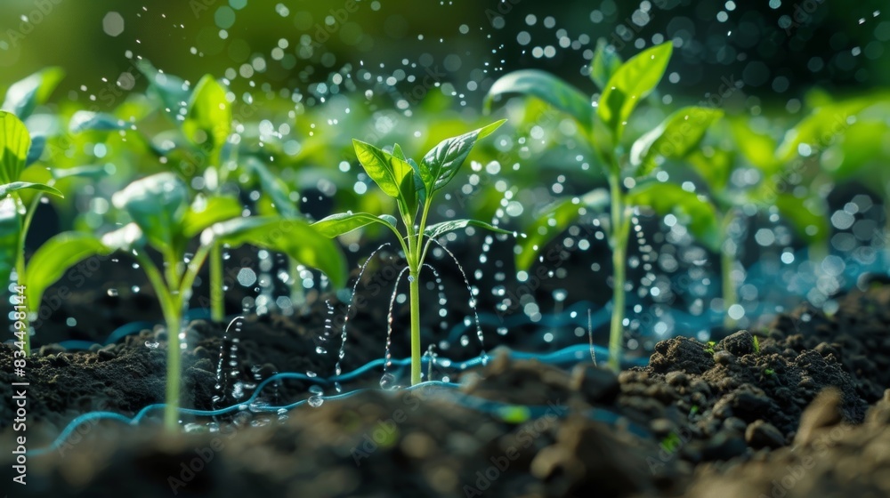 A smart fertilizer dispenser is integrated into an irrigation system delivering nutrients directly to the plant roots.