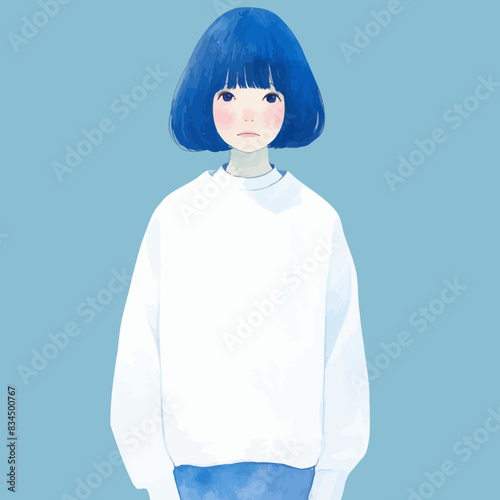 Girl With Straight Bob Hair Character