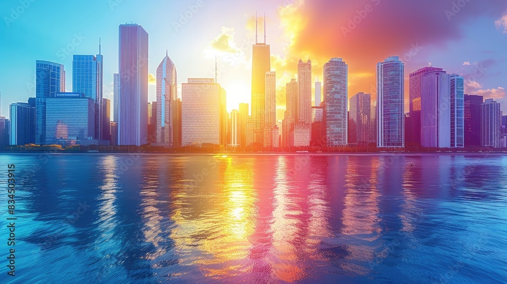 city skyline at sunset city skyline at sunset