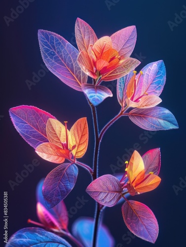 neon leaves and flowers