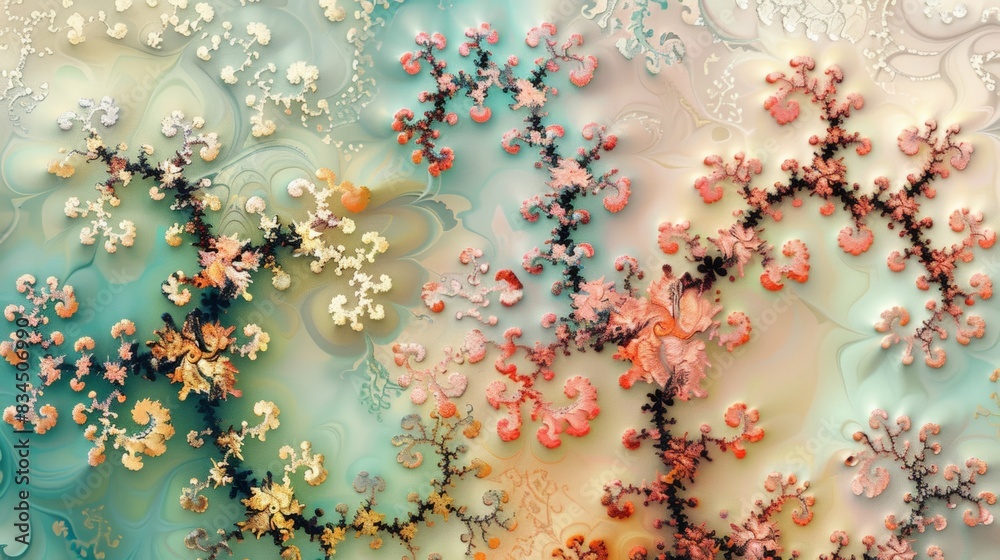 Stylized fractal image similar to sakura. Poster, background, banner. Stylized fractal image similar to sakura. Poster, background, banner.