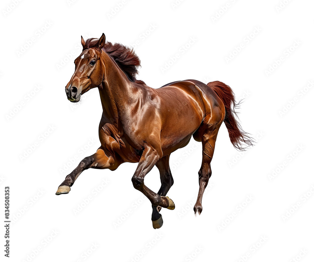 Fototapeta premium Beautiful galloping horse isolated on white background