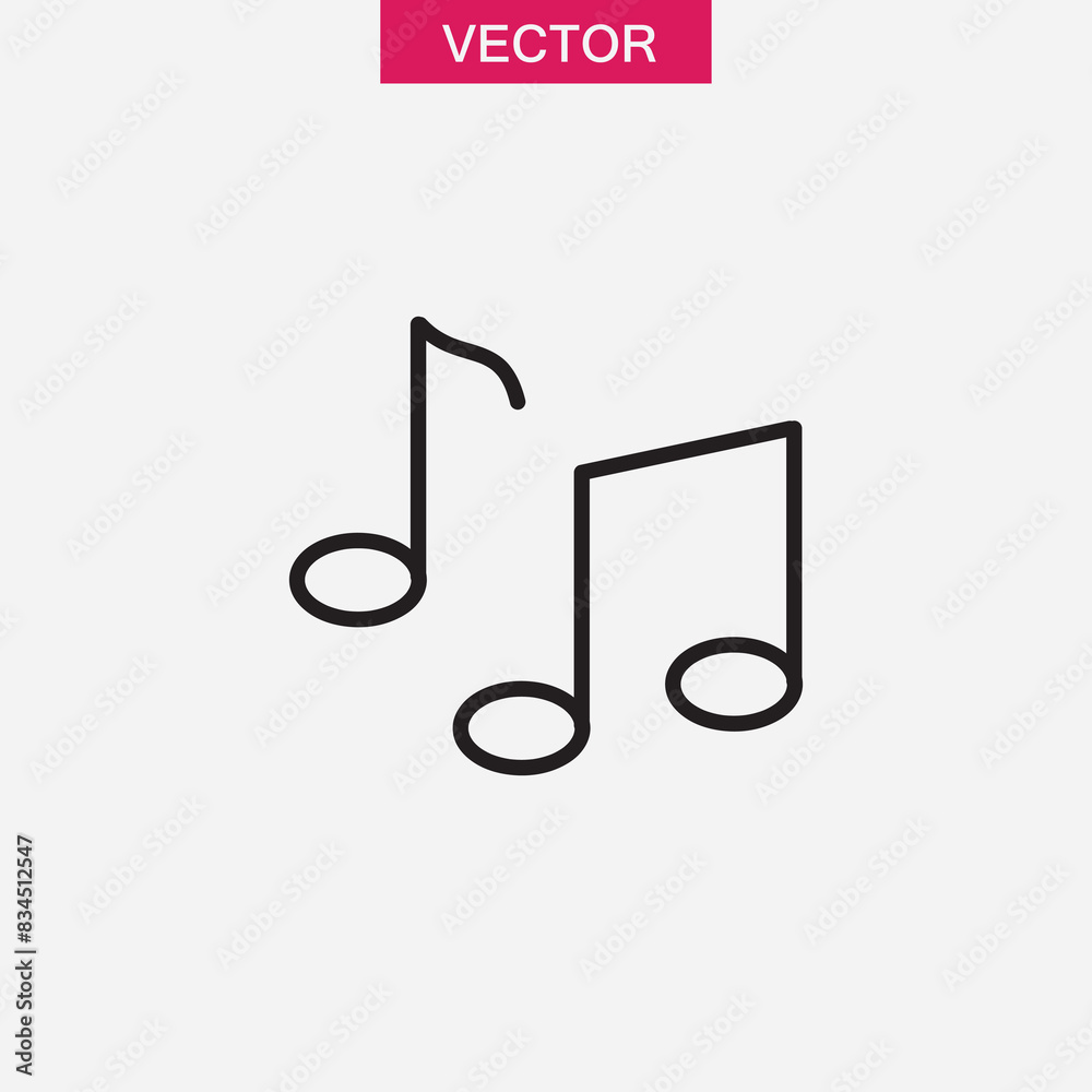 Music notes line icon, Tune symbol vector flat linear illustration for web and app on white background..eps Music notes line icon, Tune symbol vector flat linear illustration for web and app on white background..eps