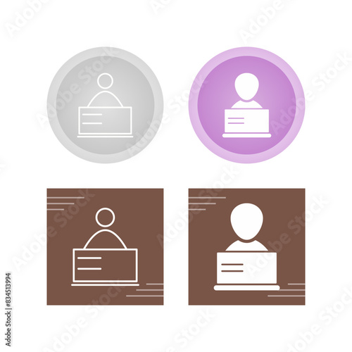 Student using laptop Vector Icon