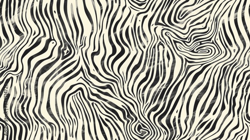 Seamless pattern of intricate hand-drawn zebra stripes with varying thickness, showcasing a dynamic and textured design