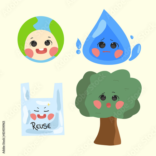 Cute vector related to go green and ecology 