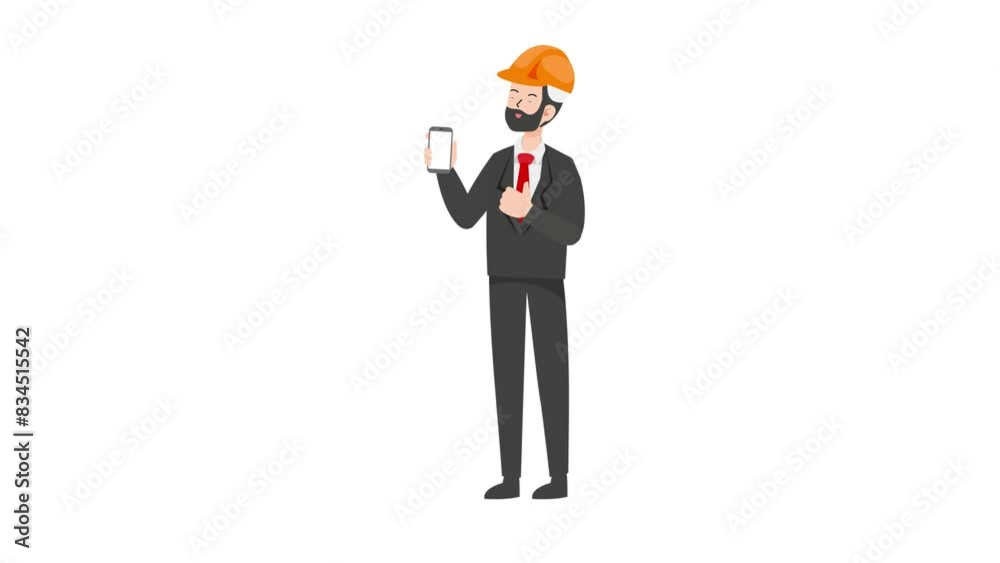 Engineer showing mobile screen Engineer showing mobile screen