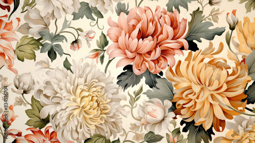 Sophisticated chintz texture in flat illustrations exude timeless elegance with delicate florals, creating a highquality design aesthetic.