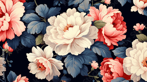 Sophisticated chintz texture in flat illustrations exude timeless elegance with delicate florals, creating a highquality design aesthetic.