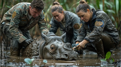 Wildlife conservationists are treating wild hippos. For research in treating and helping wild animals