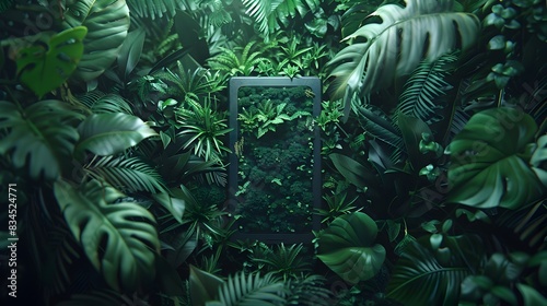 Lush Verdant Jungle Canopy with Mesmerizing Energy Field from Perpetual Wireless Charging Module photo