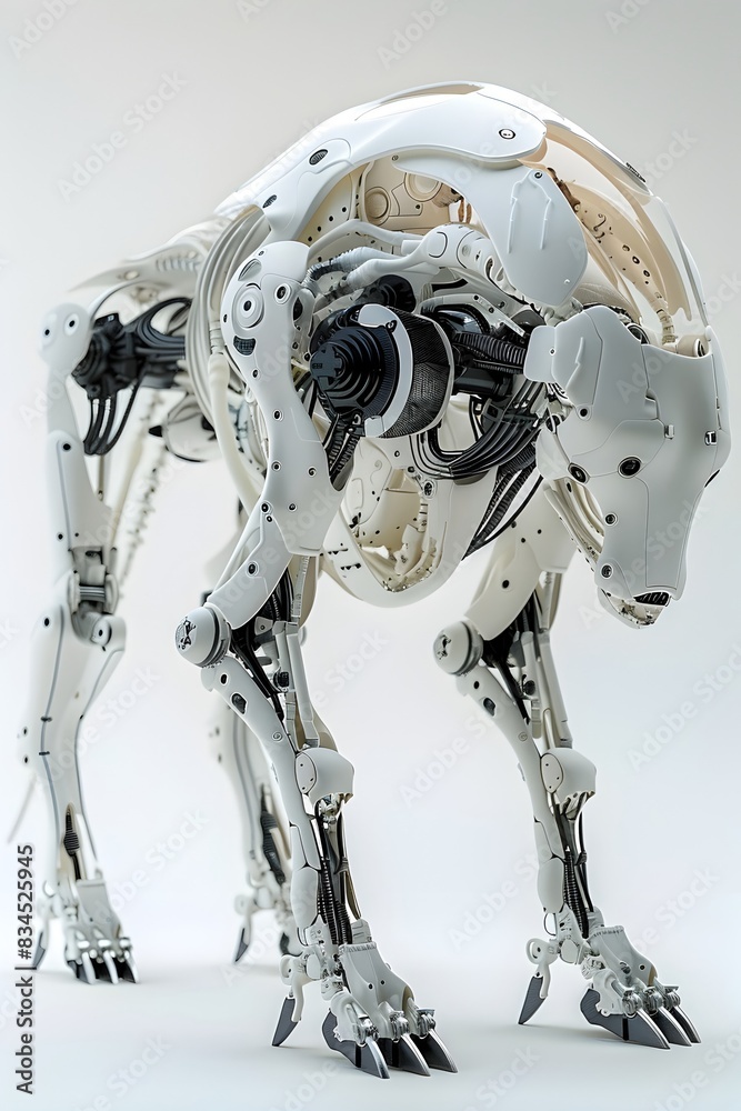 Fototapeta premium Mesmerizing Robotic Beast:A Visually Stunning Portrayal of Technological Elegance and