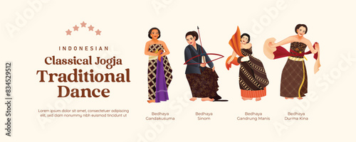 Isolated Javanese Classical dance illustration cell shaded style