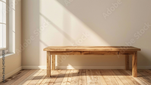 Montage wooden table in living room background