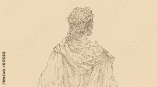 Biblical Illustration of Psalms 21: Psalm of thanksgiving for king's victory, celebrating God's strength and blessings upon king, Beige Background, copyspace