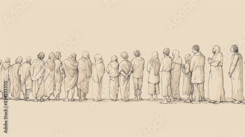 Biblical Illustration of Psalms 60: Communal lament and prayer for victory, seeking God's help in battle, expressing confidence in His power to save and restore people, Beige Background, copyspace