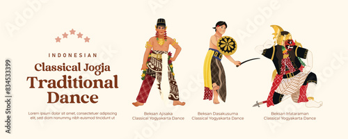 Isolated Javanese Classical dance illustration cell shaded style photo