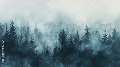 Foggy Forest in Watercolor