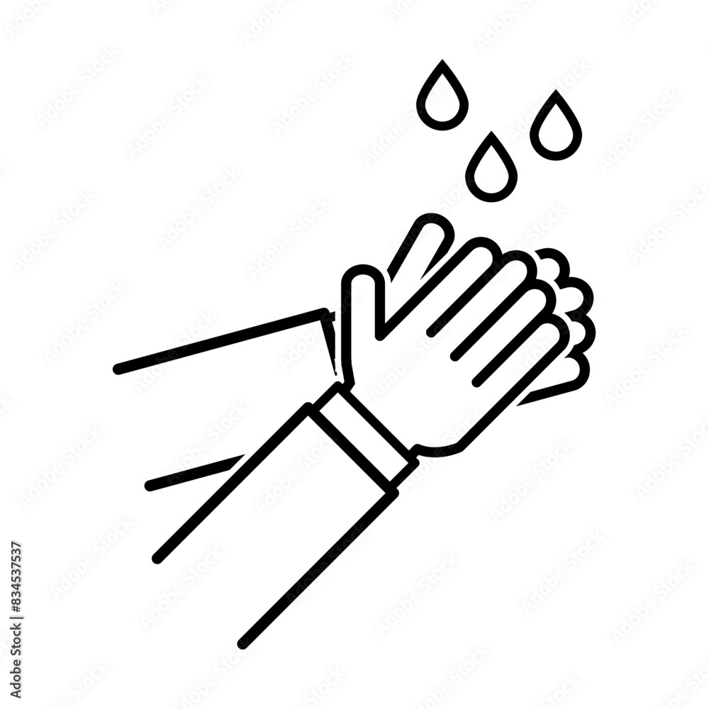 Wash / washing hands to keep clean outline icon vector for graphic design, logo, web site, social media, mobile app, ui illustration Wash / washing hands to keep clean outline icon vector for graphic design, logo, web site, social media, mobile app, ui illustration