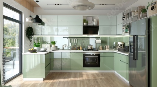 Sleek modern kitchen design in light tones © kardaska