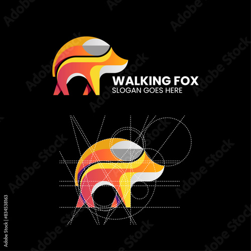 Vector Logo Illustration Fox Gradient Colorful Style