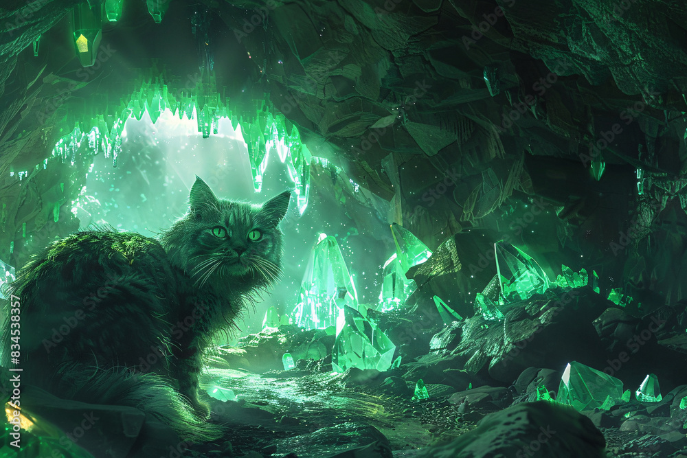 Hidden emerald cave with glowing crystals, rumored to hold secret to ...