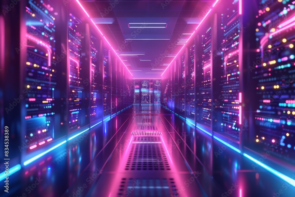 Fototapeta premium Cyber Security Data Transfer illustration created with Generative AI