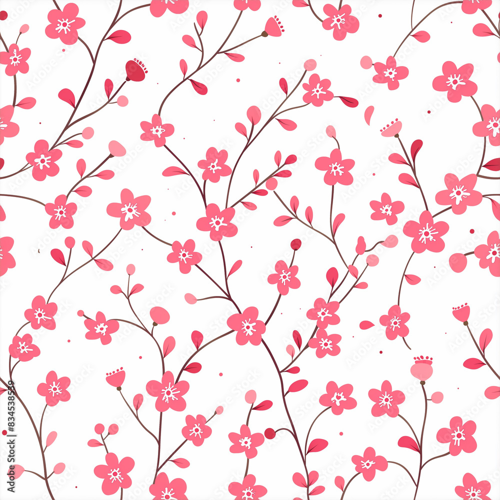 minimalistic seamless background pattern of little pink flowers on a white minimalistic seamless background pattern of little pink flowers on a white