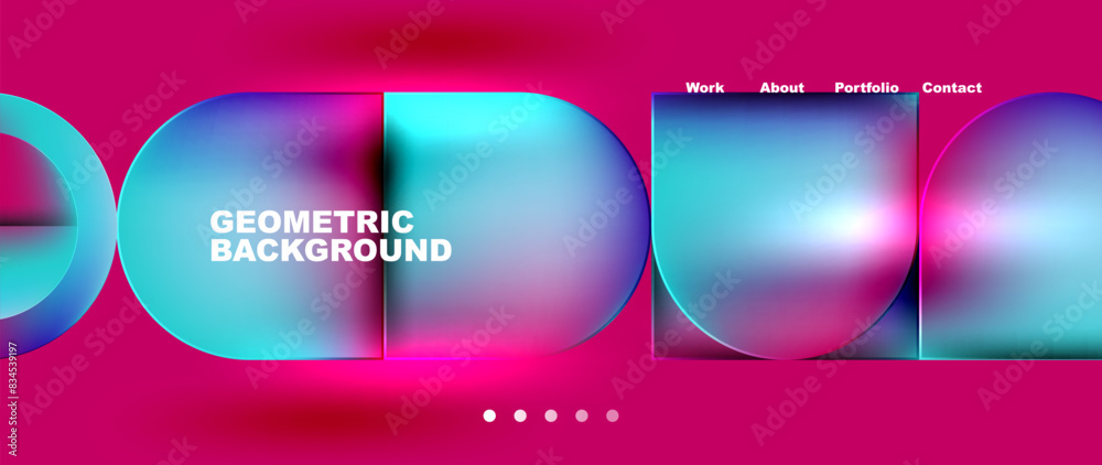 Bright colorful squares with round elements minimal geometric background. Vector Illustration For Wallpaper, Banner, Background, Card, Book Illustration, landing page