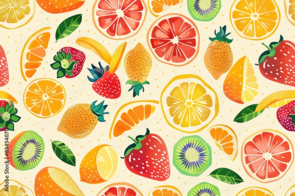 Juicy and Colorful Fruit Pattern Featuring Fresh and Vibrant Fruits for a Lively Design Juicy and Colorful Fruit Pattern Featuring Fresh and Vibrant Fruits for a Lively Design