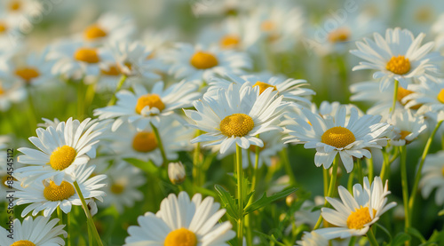 close-up of beautiful  daisy in sunny day  sunlight shining on them
