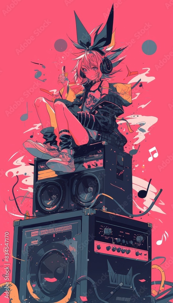 Obraz premium Anime Music Punk Background