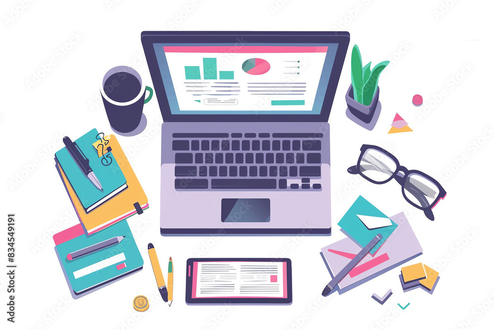 online business course platform flat design top view financial skills theme animation vivid. online business course platform flat design top view financial skills theme animation vivid.