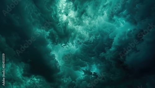 Wallpaper Mural Dramatic sky with clouds. Black blue green night sky Torontodigital.ca