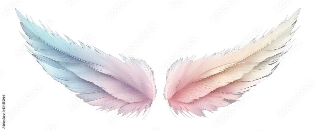 Beautiful soft pastel angel wings isolate on transparent background, png, cutout Beautiful soft pastel angel wings isolate on transparent background, png, cutout