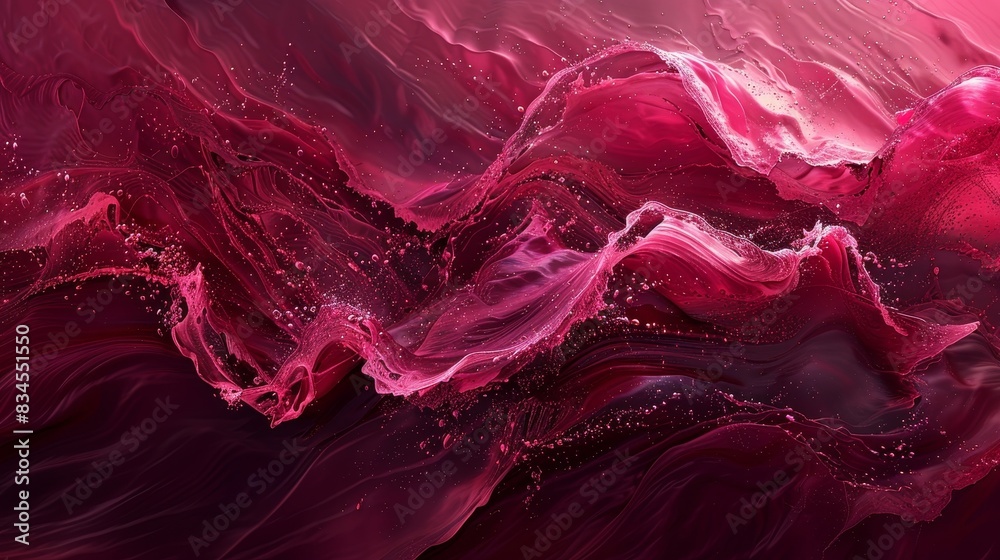 Obraz premium Artistic abstract wave in deep ruby and garnet tones, featuring detailed burgundy textures and fluid movement