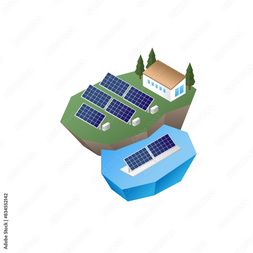 solar cell energy, solar cell power plant, solar farm isometric graphic solar cell energy, solar cell power plant, solar farm isometric graphic