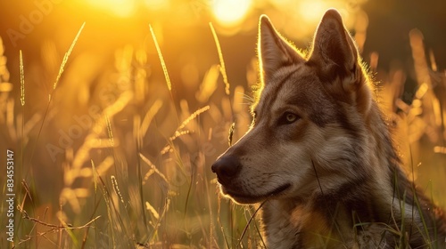 Photo session of a dog in the grass