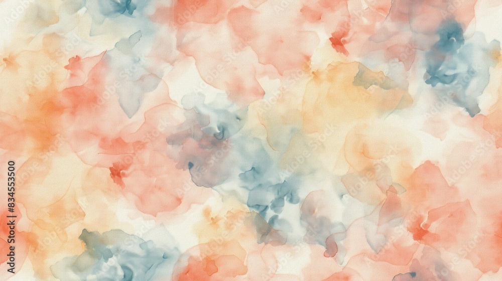 Fototapeta premium Pastel watercolor abstract pattern featuring delicate brush strokes