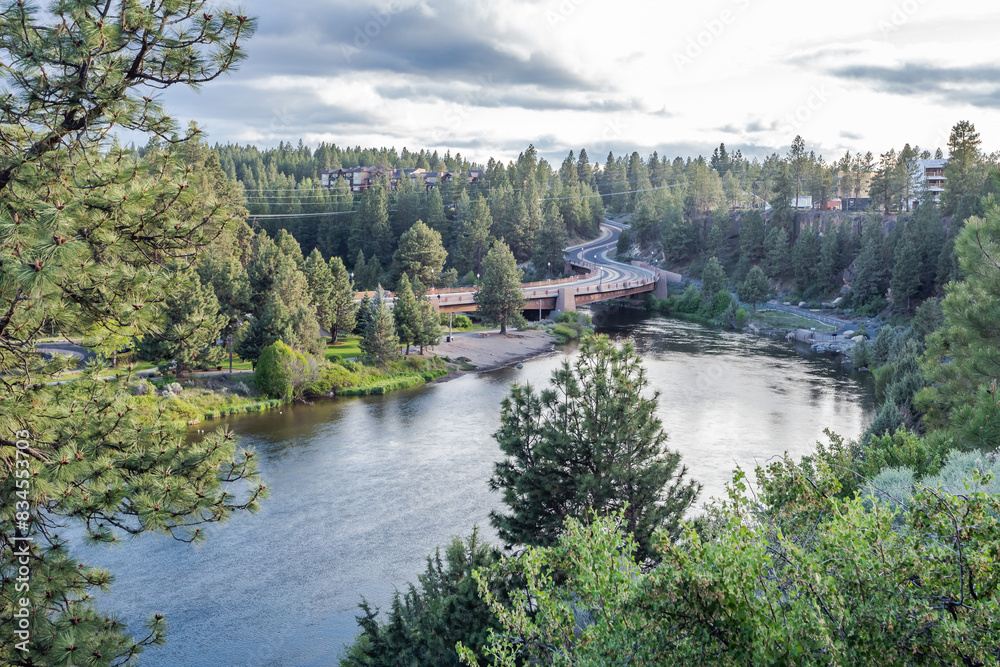 Deschutes River in Bend urban area, Oregon, view from above Deschutes River in Bend urban area, Oregon, view from above