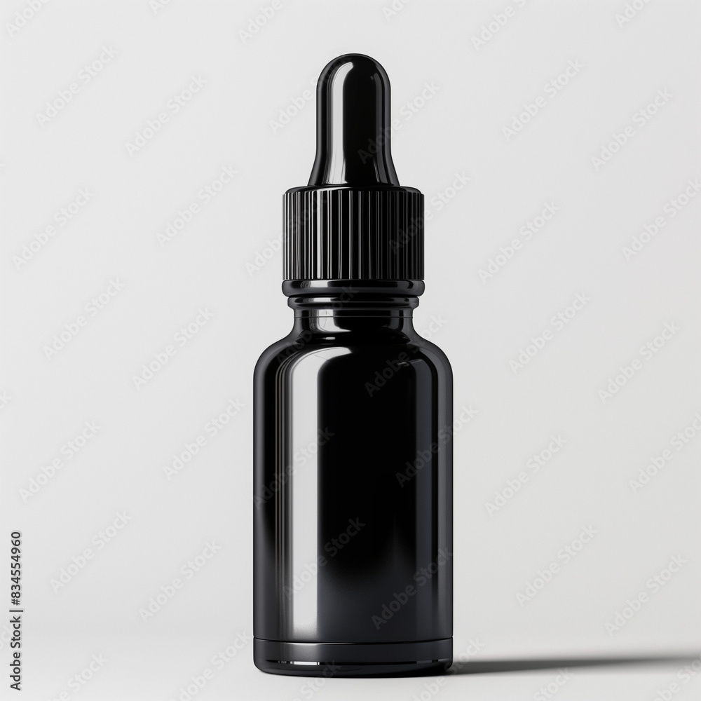 mock up black cosmetic dropper bottle, white background, Ai generated Images mock up black cosmetic dropper bottle, white background, Ai generated Images