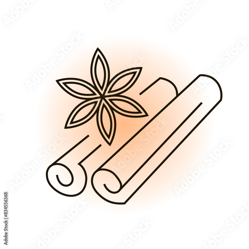 Cinnamon sticks isolated on light background. Vector illustration