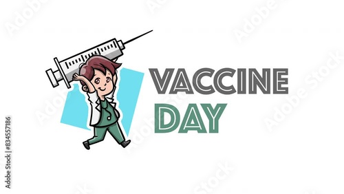 Cartoon of a Doctor holding an Injection for Vaccination