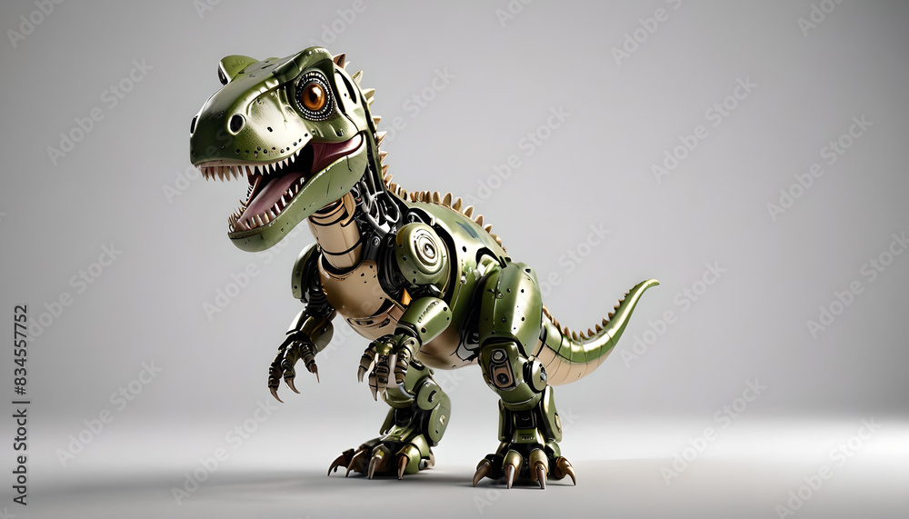 a cute 3d robot little baby Tyrannosaurus Rex with white background. generative AI a cute 3d robot little baby Tyrannosaurus Rex with white background. generative AI