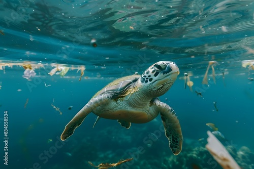 sea turtle swimming in the sea