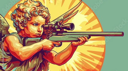 Cupid Angel with Sniper Rifle ready to shoot