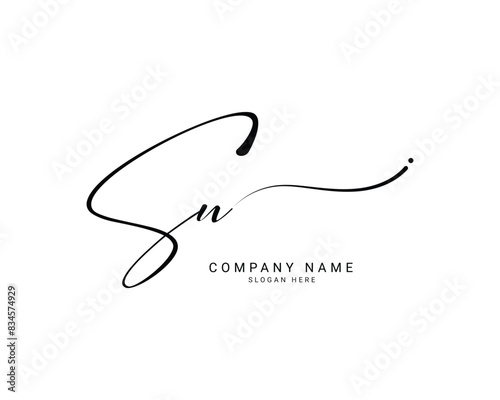 s n sn initial letter handwriting and signature logo