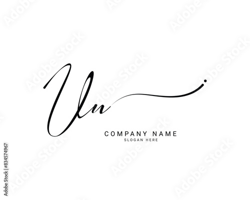 u n un initial letter handwriting and signature logo