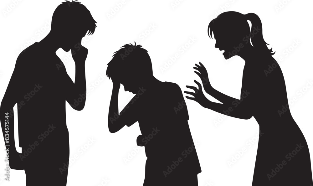 a Silhouette Child abuse Parents scold children boy black color only a Silhouette Child abuse Parents scold children boy black color only